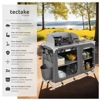 TecTake Cuisine De Camping Pliable – Aluminium, 3 Compartiments, Plan De Travail Résistant à La Chaleur, Pieds Réglables, Sac De Transport Inclus
