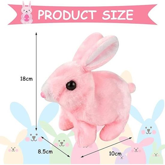 Toerjii Lapin Interactif Qui Saute Et Parle – Peluche Douce Avec Carotte – Cadeau Pâques Enfant 3+ Ans – Rose