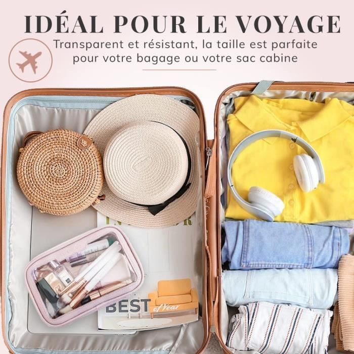 Trousse a Maquillage Femme Transparente Petite Trousse de Toilette pour Femme et Pochette a cosmetiques Rose 636 Cdiscount Bagagerie Maroquinerie