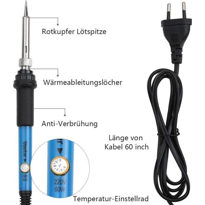 60 W Digital 200-450 ℃ Kit de fer à souder électrique Multimètre Pompe