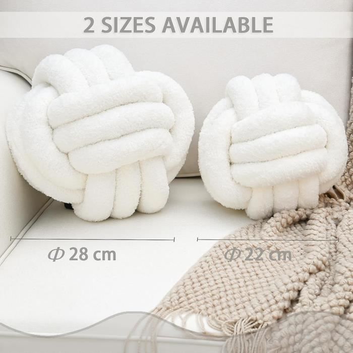 Yhoelata Coussin Noeud Blanc Laiteux, Coussins Rond Balle Decoration Chambre, Coussin Deco Salon Aesthetic, Coussins Canape Decoration Sherpa, Oreiller Decoratif Lit Enfant, 22cm