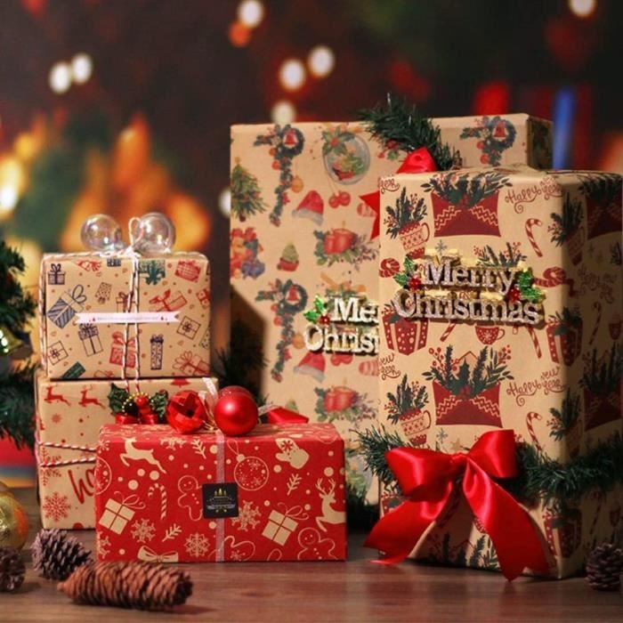 6 Rouleaux Papier Cadeau de Noël,70x40 cm Feuilles Papier Cadeau Naturel, Papier D'emballage Cadeau,Rouleau Papier Cadeau Noel 10 - Cdiscount  Beaux-Arts et Loisirs créatifs
