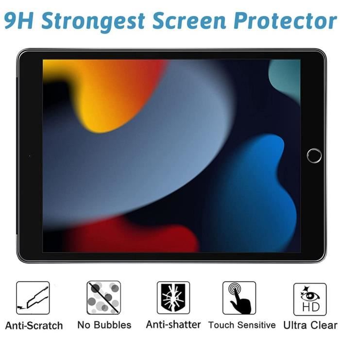 Protection Écran pour iPad 9ème - 8ème - 7ème Génération (iPad 9-8-7-10,2  Pouces, 2021-2020-2019), Film de Protection en Verre[26]