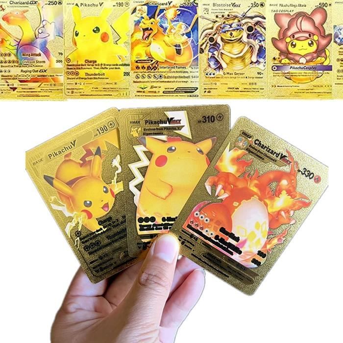 Carte Pokemon Française, 55 Cartes Plaquée Or Arc-en-Ciel, Vmax+V+