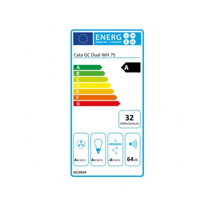 Hotte standard Cata GCDUAL A XG WH 75 79,2 cm 820 m3/h 54 dB 130W ...