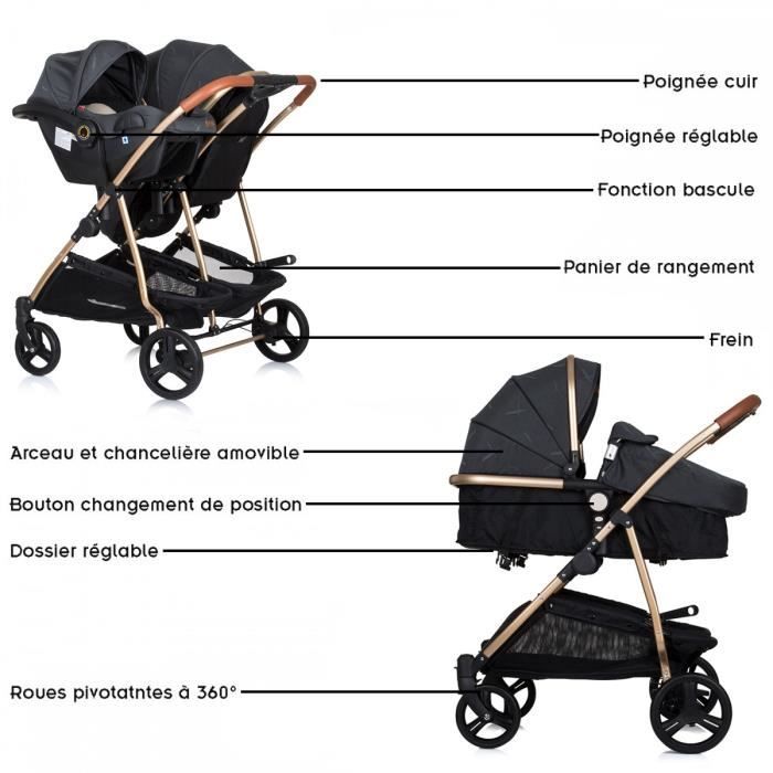 DUO SMART Poussette jumeaux ou enfants rapproch s Noir 2 cosy