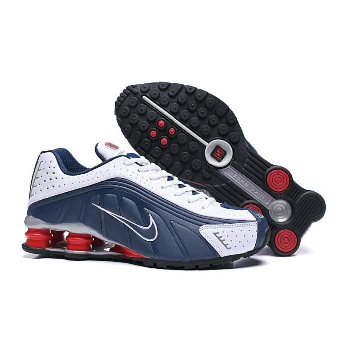 Baskets Shox R4 Homme Chaussures Entranement de Sport Blanc Bleu Blanc ...