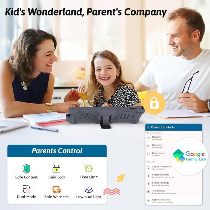 Tablette Pour Enfants, 10,1 Pouces Tablette Android 12 2Gb Ram 32Gb Rom, Tablette Enfants Avec
