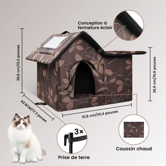 Hojalis Niche D'extérieur Pour Chat, Maison Pour Chat Exterieur, Résistante à L'hiver, Pliable Et