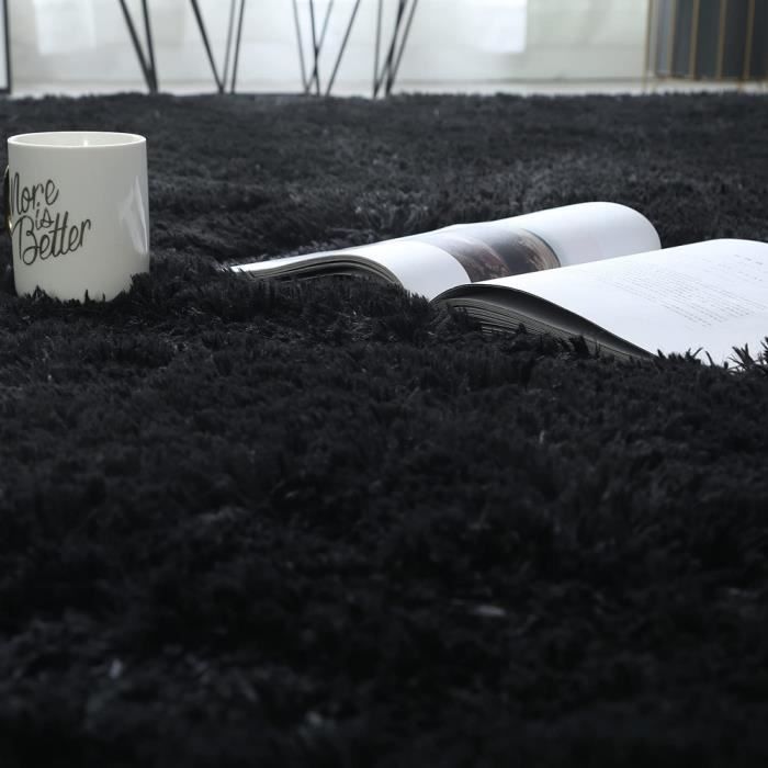 Tapis Salon Shaggy Poil Long Noir Moquette 120x160cm Rectangulaire Moderne  Moelleux Tapis de Chambre - Cdiscount Maison