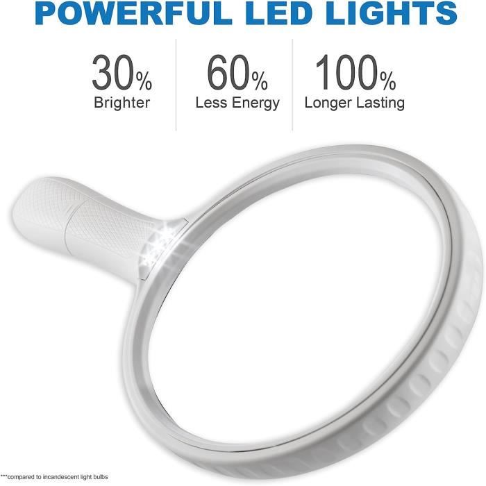 Fancii Très Grande Loupe Grossissante avec Lumière LED, 2X et 3.5X 138mm Loupe avec Éclairage