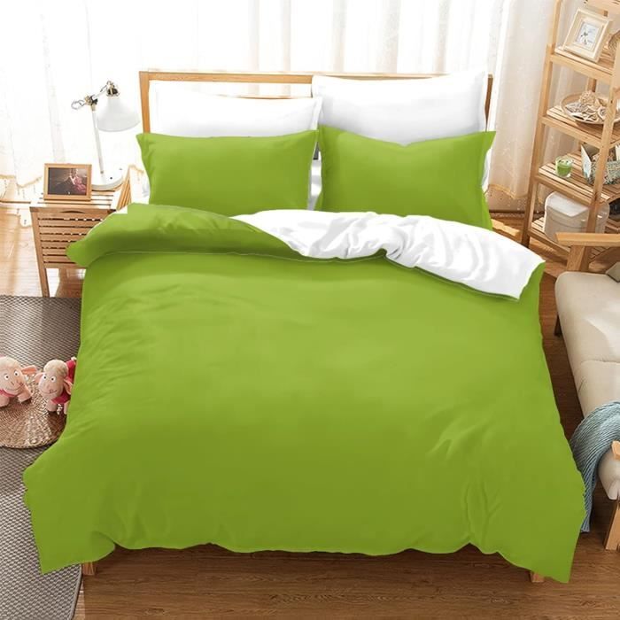 Parure de lit enfant en coton vert kaki imprimé 140X200 DINO