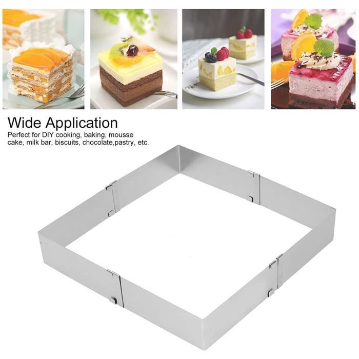 Cadre Pâtisserie Rectangulaire Extensible NETONDA – Réglable 18-32 X 28-53 Cm – Inox, Avec Séparateur Et 2 Spatules – Pour Génoise, Mousse, Tiramisu - 10