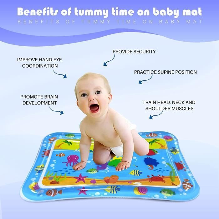 Tapis d'eau gonflable, jeu et jouets sensoriels pour bébé, nourrissons et  tout-petits de 3, 6, 9 mois, nouveau-né, filles et garçons