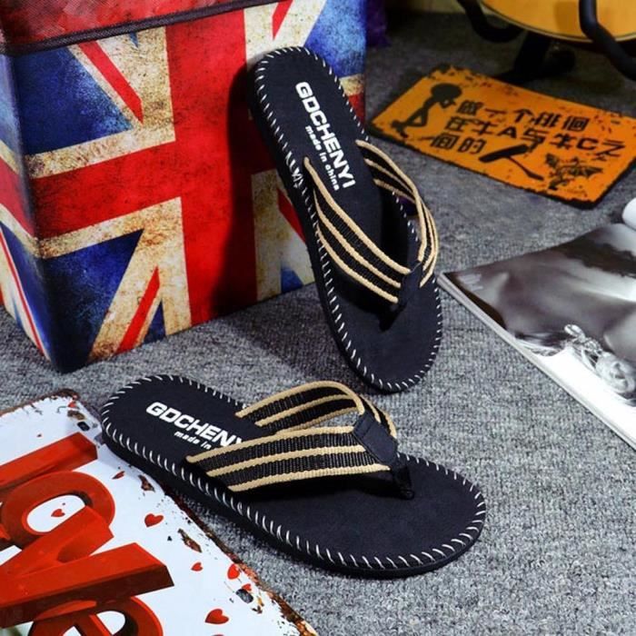 Tong Tongs d ete pour hommes chaussures de haute qualite d exterieur a la mode 2019 Type Kaki Cdiscount Sport