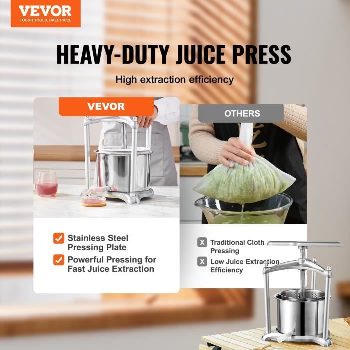 Presse à Fruits 12L + Moulin à Fruits 7L - En Acier Inoxydable Et Bois De Chêne - Pour Jus, Vin, Cidre Maison - 8