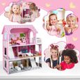YUENFONG Maison de poupée en Bois avec Mobilier et Accessoires, Maison Barbie 70 cm de haut pour les enfants à partir de 3 ans-3
