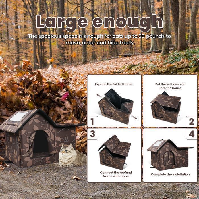 Vinnypet Niche D'extérieur Pour Chat Maison Avec Coussin Résistante à L