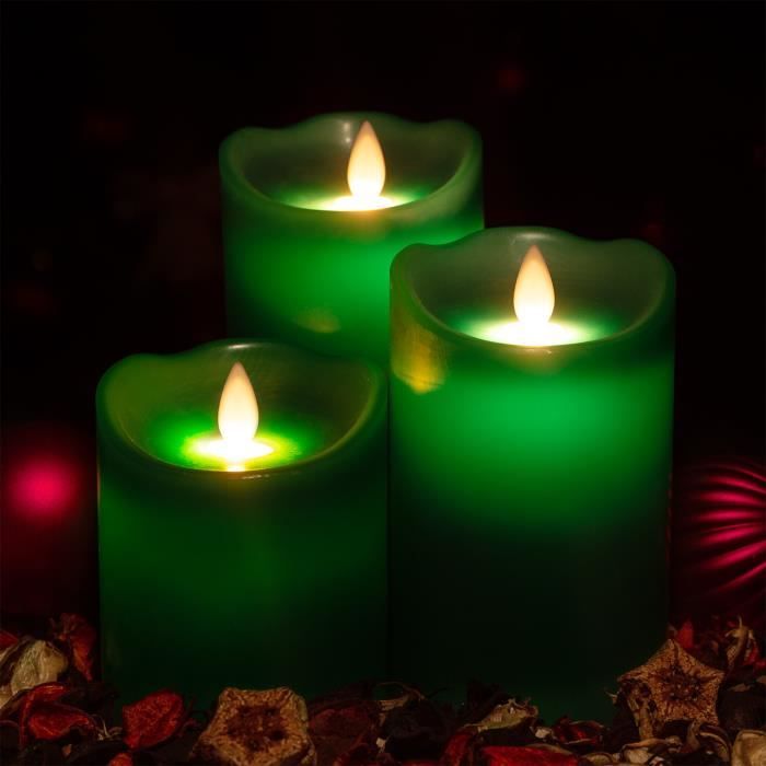 Pack de 3 Bougies LED Verte Special Flame - Cdiscount Maison