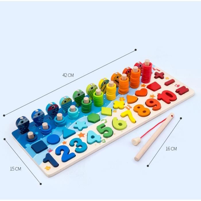 Jojofuny Puzzle Montessori En Bois Avec Miroir – Bleu – 15x15 Cm – éveil Et Créativité Dès 1 An
