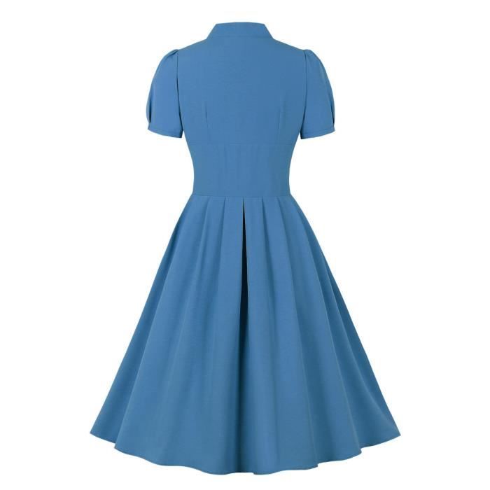 Femme Robe Vintage Audrey Hepburn Style Robe Ann e 50 60 Manches