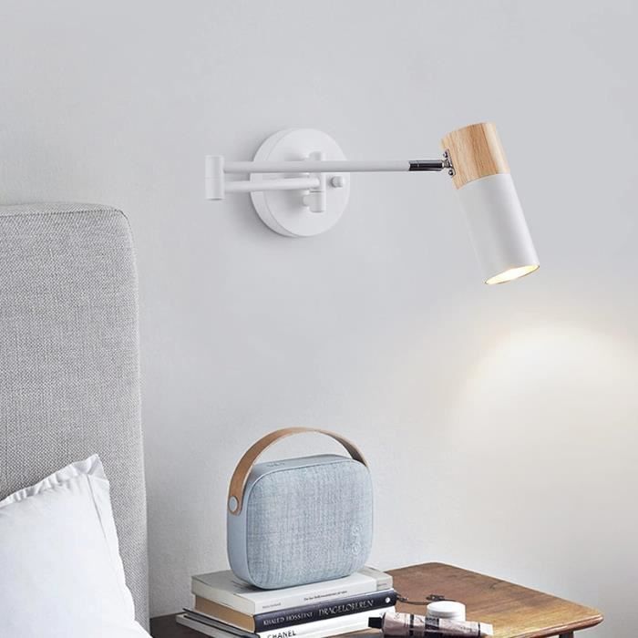 Applique Murale 3 Spots GU10 Blanche - Câble 4.5m Avec Interrupteur - Rotative 350° - IP20