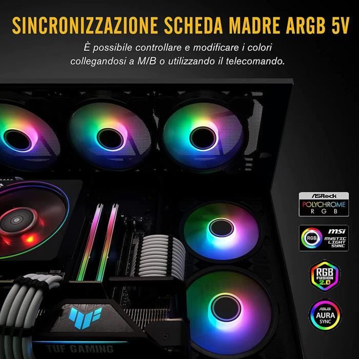 6 Ventilateurs Blancs Led Argb Colorés Pc Case 120 Mm Fan White Hub Led