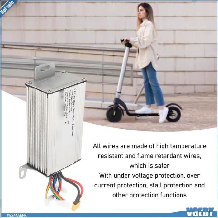 Contrôleur de Moteur de Trottinette Électrique en Alliage d'Aluminium 48V Contrôleur de Moteur Sans Balais Intelligent de Remplacement pour Kugoo M4 10 Pouces