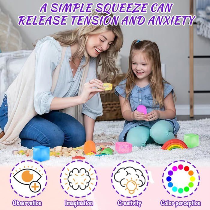 ZJRung Lot De 20 Balles Anti-Stress Enfant Boule Antistress Balle B Sensorielles Fidget Boules Squeeze Pour Se Detendre Amz