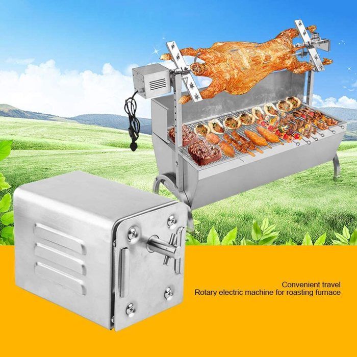 YJINGRUI Moteur De Barbecue Rotissoire 15W 40kg En Acier Inoxydable - 220V AC Pour Poulet, Kebab Et Viandes