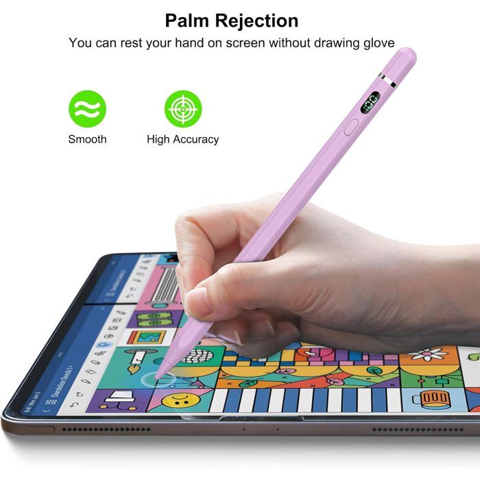 Stylet Pour IPad (2018-2024) – Recharge Rapide 15 Min, Sensibilité à L’inclinaison, Rejet De Paume, Aimanté, Compatible Nombreux Modèles