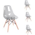Dora Lot de 4 chaises Gris Transparent design tendance Salle à Manger Chaises de Cuisine Chaises Scandinaves Chaise en plastique-0