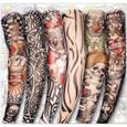 Designs 2 Pcs New Nylon élastique Faux tatouage temporaire manches bras corps Bas Tatouages pour Cool Hommes Femmes-0