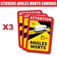 Lot de 3 Autocollants Stickers Attention Danger Angles Morts Obligatoire Poids Lourd - Camion-0