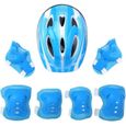 inlzdz 7 Pièces Kit de Protections pour Enfants Casque de Vélo /Genouillères/Coudières/Protège-poignet pour Patin à Glace Bleu-0