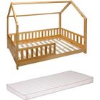Lit cabane enfant 90x190 cm BOSCO - Bois - Sommier à lattes et matelas inclus - Style enfant - Atmosphera For Kids