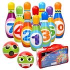 Cavernedesjouets Jeu De 9 Quilles En Plastique 27 Cm + 2 Boules - Bowling Enfant Lestable - Extérieur - Coloris Aléatoire