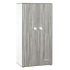 BABY PRICE Armoire bébé Smile ours - Chêne silex - Blanche - 2 portes - 168x85x57cm - Babyprice