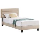 IDIMEX Lit 1 place FLORIDA 90x190 cm avec sommier, lit simple pour enfant ou adulte, hauteur réglable, lit en tissu beige