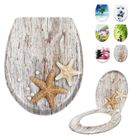 LARS360 Abattant WC, Ovale Forme Siège de Toilette avec Fermeture en Douceur et Automatique (Perles et étoiles de mer)
