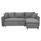 LOUNGITUDE Canapé d'angle 4 places Convertible et Réversible MARIA avec Coffre en microfibre - Gris