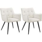 WOLTU Lot de 2 Chaises de Salle à Manger Scandinave, Fauteuil Rembourrée en Velours, Pieds en Métal, Crème W0ATT0053-2
