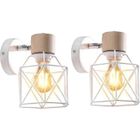 WOTTES UNI Applique Mural Industrielle Lot de 2 Eclairage Mural Vintage en Métal E27 Lampe de Mur Luminaire Intérieur Industrielle - Blanc