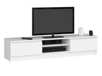 Meuble TV AKORD pour salon blanc 160 cm - 2 portes - 2 étagères