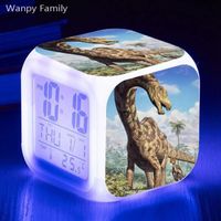 Horloge,Réveil dinosaure Jurassic 7 couleurs, horloge numérique pour enfants, cadeau d'anniversaire, multifonction, Flash - Type Or
