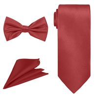 Hommes de Cravate et Noeud Papillon et Mouchoir Ensemble de cravates brillantes chics pour Mariages Fête Anniversaire, Vin rouge