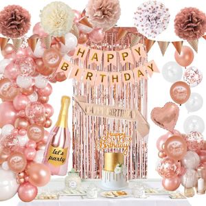 Bannière Anniversaire 10 Ans Fille Or Rose – Toile Fond Décoration Fête 10e Anniversaire Élégante 120x80 Cm