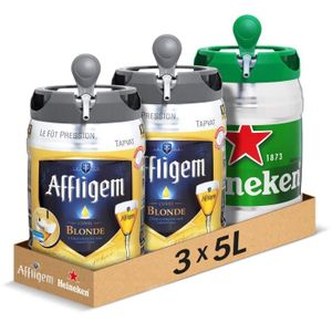 BIERE Pack de 3 fûts 5L - 2 Affligem Blonde, 1 Heineken