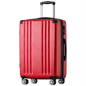 VALISE - BAGAGE Valise rigide en matériau ABS - valises de voyage bagages à main 4 roulettes serrure TSA 76.5x50.5x31.5cm - rouge