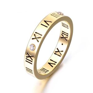 BRACELET - GOURMETTE couleur Or taille 7 bague de fiançailles pour femmes, anneau classique en acier et titane avec mosaïque, cris